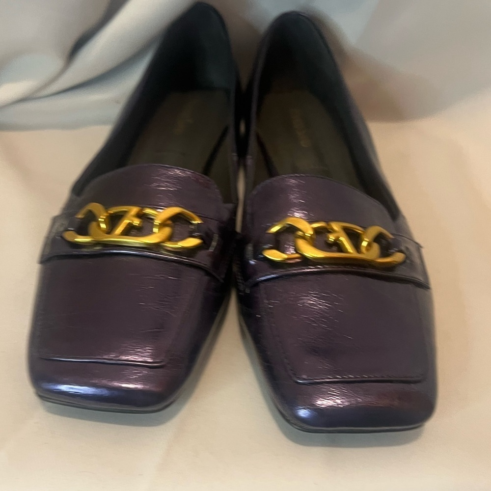 Franco Sarto Purple and Gold Flats with Chain Detail - Picture 7 of 14